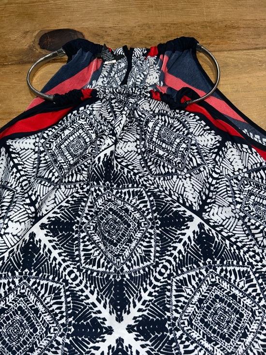 Alfani 2XL Handkerchief Halter Top Navy Red White Print Flowy Plus Size - Picture 3 of 4